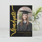 Modernes Schwarz-Gold-Script-Foto Ankündigung (Stehend Vorderseite)