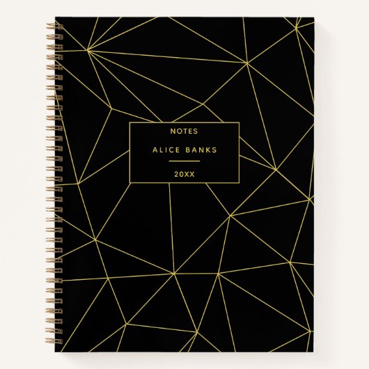 Modernes Schwarz & Gold-Stilftiges Monogramm Notizblock (Vorderseite)