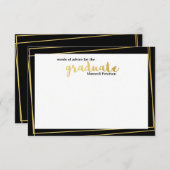 Modernes Schwarz-Gold-Striptes Wort für Ratschläge Einladung (Vorne/Hinten)