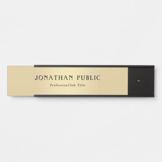 Modernes Schwarz-Gold-Template Beruflich elegant Türschild (Vorderseite )