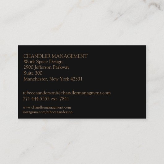 Modernes Schwarz, Gold und Grau Visitenkarte (Rückseite)