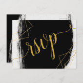 Modernes Schwarz & Gold Wasserfarben Geometrisches Einladungspostkarte (Vorne/Hinten)