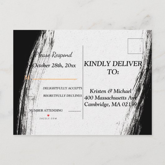 Modernes Schwarz & Gold Wasserfarben Geometrisches Einladungspostkarte (Rückseite)