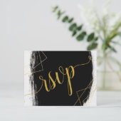 Modernes Schwarz & Gold Wasserfarben Geometrisches Einladungspostkarte (Stehend Vorderseite)