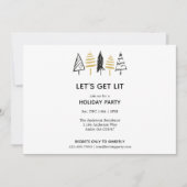 Modernes Schwarz & Gold Weihnachtsbaummuster Einladung (Vorderseite)