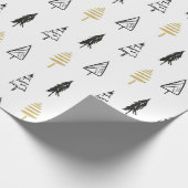 Modernes Schwarz & Gold Weihnachtsbaummuster Geschenkpapier (Ecke)