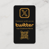 Modernes Schwarz-Gold-X-Logo Twitter-QR-Code Visitenkarte (Vorderseite)