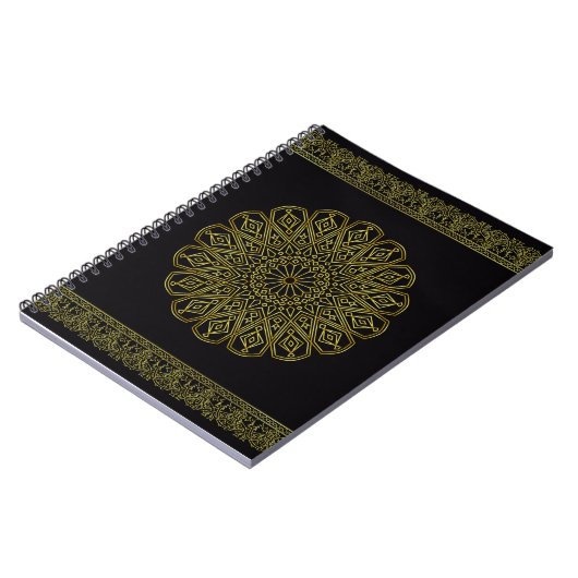 Modernes Schwarz-Golden Arabesque-Design-Notebook Notizblock (Linke Seite)