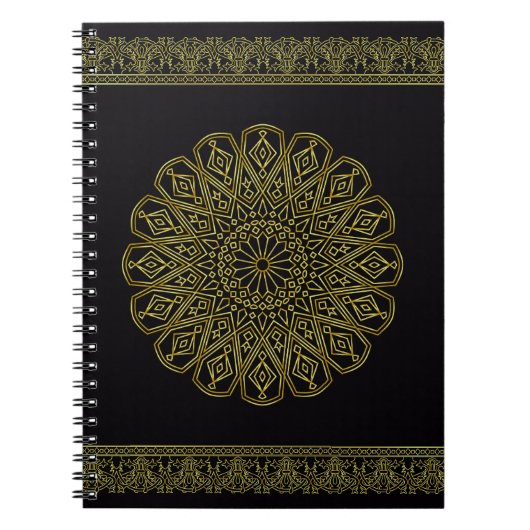 Modernes Schwarz-Golden Arabesque-Design-Notebook Notizblock (Vorderseite)