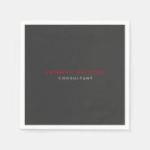 Modernes Schwarz-Grau Beruflich Ihren Namen Serviette (Vorderseite)