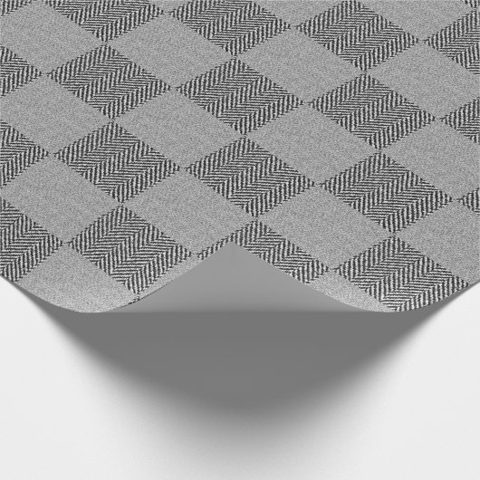 Modernes Schwarz-Grau Buffalo Kariertes Muster Geschenkpapier (Ecke)