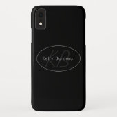 Modernes Schwarz & Grau | Cooler Name und Monogram Case-Mate iPhone Hülle (Rückseite)