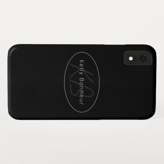 Modernes Schwarz & Grau | Cooler Name und Monogram Case-Mate iPhone Hülle (Rückseite (Horizontal))