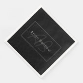 Modernes Schwarz & Grau | Cooler Name und Monogram Serviette (Ecke)