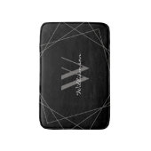 Modernes Schwarz-Grau-Elegantes White Monogram-Skr Badematte (Vorderseite Vertikal)