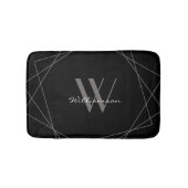 Modernes Schwarz-Grau-Elegantes White Monogram-Skr Badematte (Vorderseite)