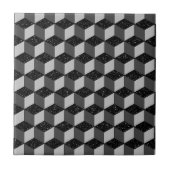Modernes Schwarz-Grau Geometrisches 3D-Kubikmuster Fliese (Vorderseite)