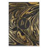 Modernes Schwarz-Grau-Goldmarmor Swirl Tischnummer (Rückseite)