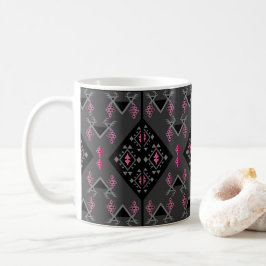 Modernes Schwarz/Grau Kilim Inspiriertes Muster Kaffeetasse