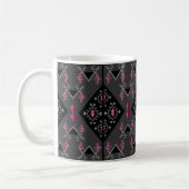 Modernes Schwarz/Grau Kilim Inspiriertes Muster Kaffeetasse (Links)