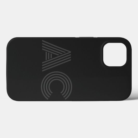 Modernes Schwarz-Grau-Monogramm Case-Mate iPhone Hülle (Rückseite (Horizontal))