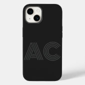 Modernes Schwarz-Grau-Monogramm Case-Mate iPhone Hülle (Rückseite)
