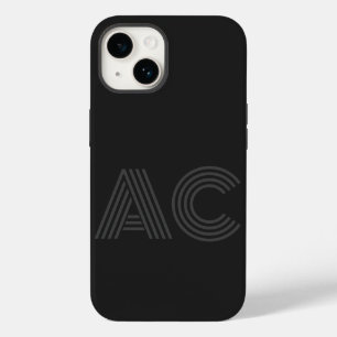 Modernes Schwarz-Grau-Monogramm Case-Mate iPhone 14 Hülle