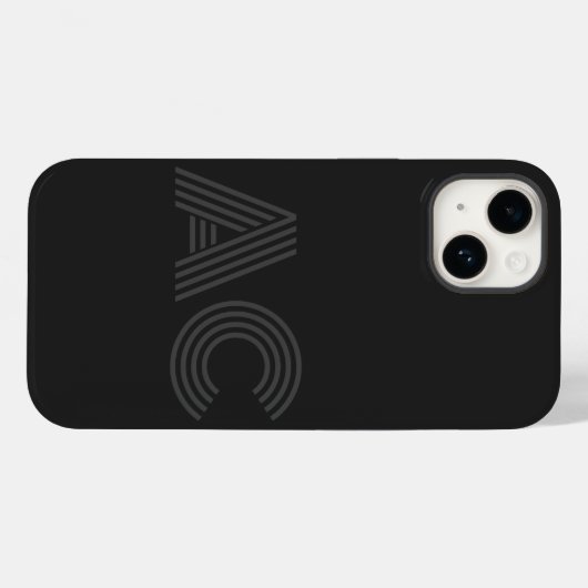 Modernes Schwarz-Grau-Monogramm Case-Mate iPhone Hülle (Rückseite (Horizontal))