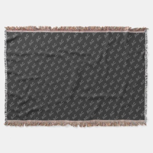 Modernes Schwarz-Grau-Monogramm Decke (Vorderseite)