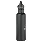 Modernes Schwarz-Grau-Monogramm Edelstahlflasche (Links)