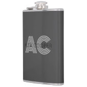 Modernes Schwarz-Grau-Monogramm Flachmann (Links)