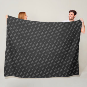 Modernes Schwarz-Grau-Monogramm Fleecedecke