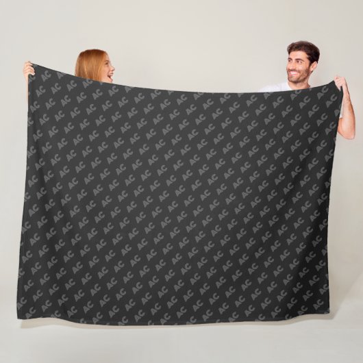 Modernes Schwarz-Grau-Monogramm Fleecedecke (Beispiel)