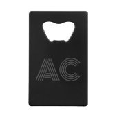 Modernes Schwarz-Grau-Monogramm Geldbeutel Flaschenöffner (Vorderseite)