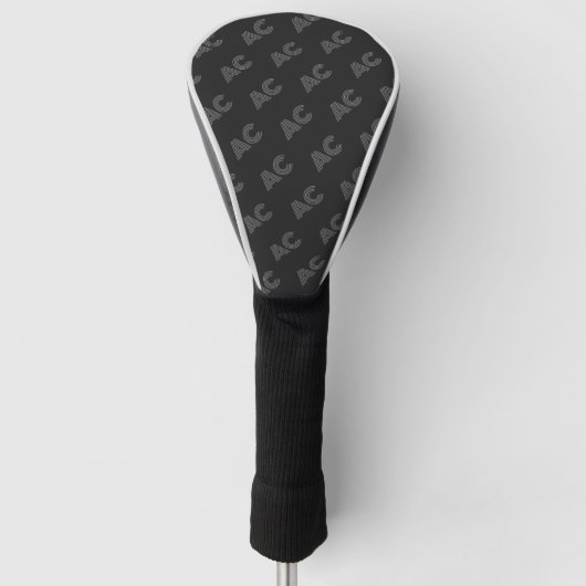 Modernes Schwarz-Grau-Monogramm Golf Headcover (Vorderseite)