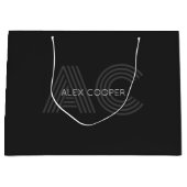 Modernes Schwarz-Grau-Monogramm Große Geschenktüte (Vorderseite)
