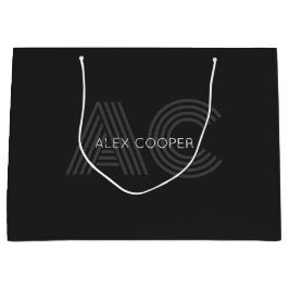 Modernes Schwarz-Grau-Monogramm Große Geschenktüte
