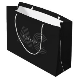 Modernes Schwarz-Grau-Monogramm Große Geschenktüte