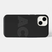 Modernes Schwarz-Grau-Monogramm iPhone Hülle (Rückseite (Horizontal))