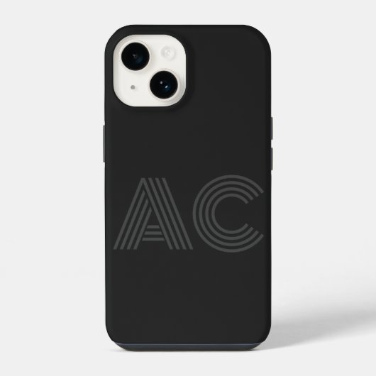 Modernes Schwarz-Grau-Monogramm iPhone Hülle (Rückseite)
