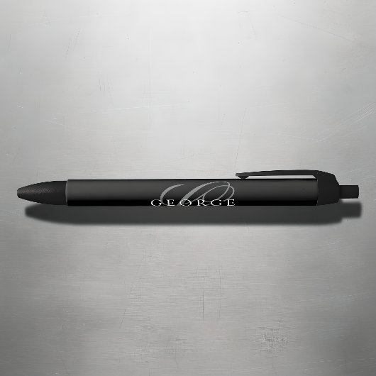 Modernes Schwarz-Grau-Monogramm Kugelschreiber