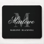 Modernes Schwarz-Grau-Monogramm-Skript Mousepad (Vorne)
