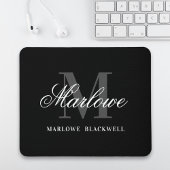Modernes Schwarz-Grau-Monogramm-Skript Mousepad