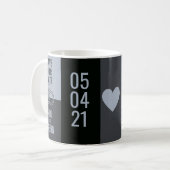 Modernes Schwarz & Grau Save the Date Kaffeetasse (Vorderseite Links)