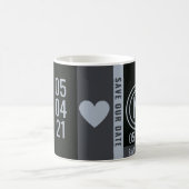 Modernes Schwarz & Grau Save the Date Kaffeetasse (Mittel)