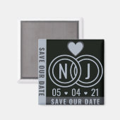 Modernes Schwarz & Grau Save the Date Magnet (Vorderseite/Rückseite)