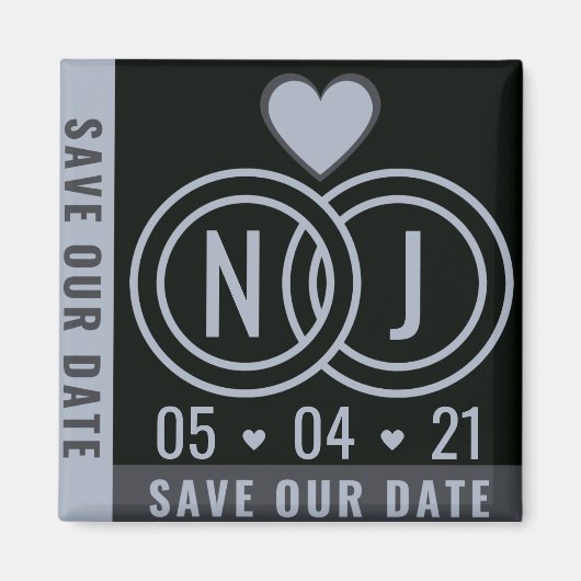 Modernes Schwarz & Grau Save the Date Magnet (Vorne)