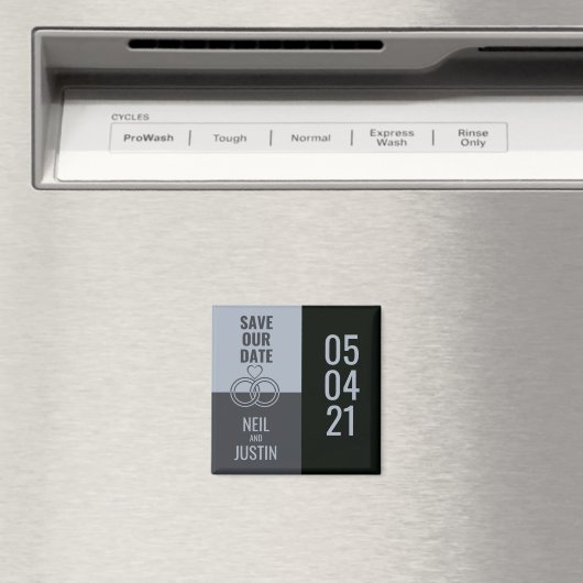 Modernes Schwarz & Grau Save the Date Magnet (In Situ (Geschirrspüler))