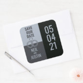 Modernes Schwarz & Grau Save the Date Quadratischer Aufkleber (Umschlag)