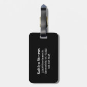 Modernes Schwarz-Grau-Script-Monogramm Gepäckanhänger (Rückseite vertikal)